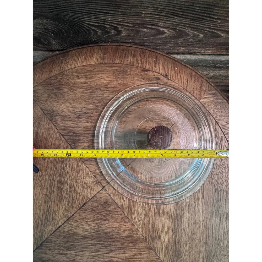 Vintage Clear Glass Pot Lid Pyrex with Wood Knob 10.25 Inch Skillet Cover